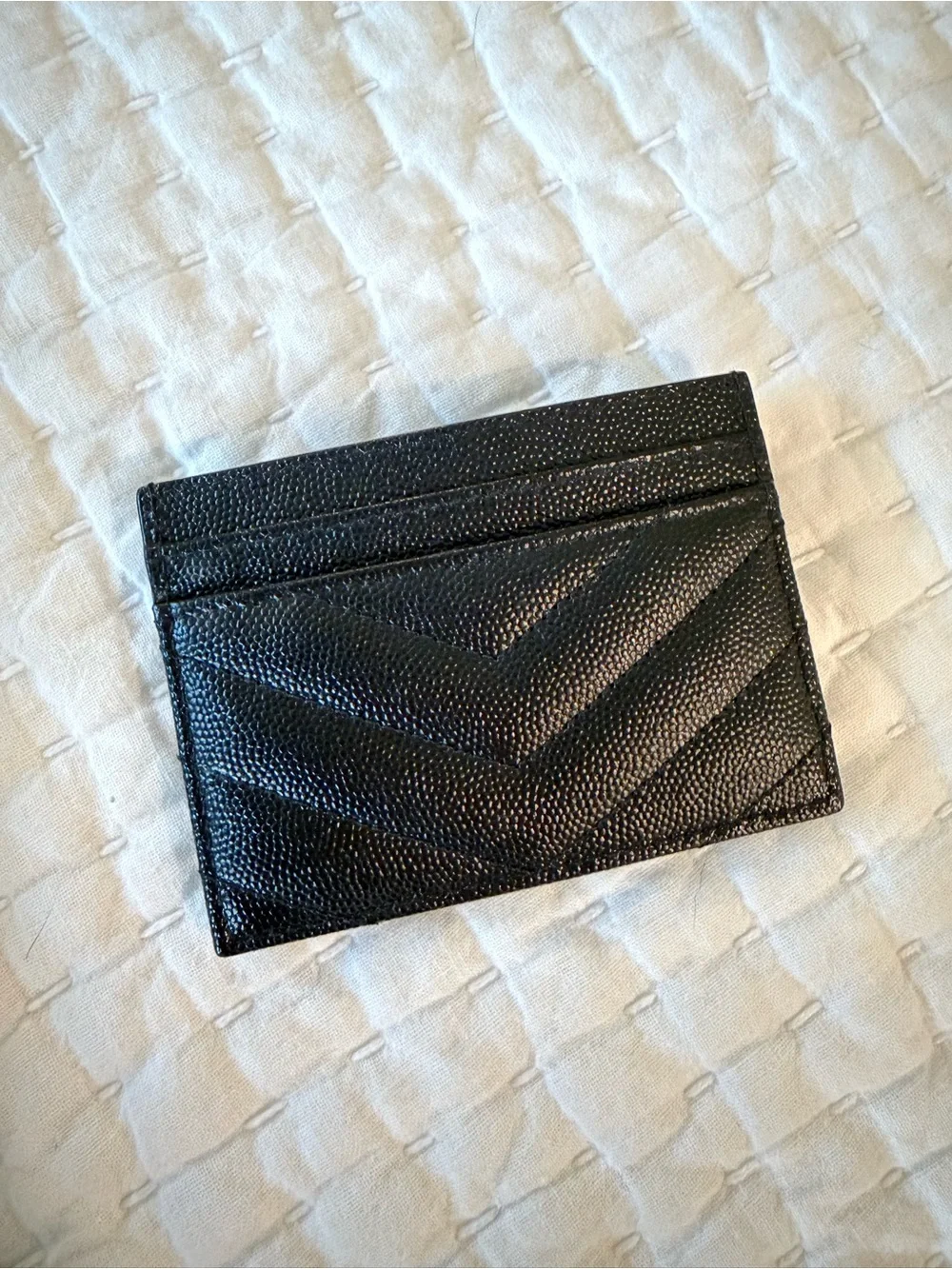 Saint Laurent Black Leather Card Holder with Gold YSL Logo